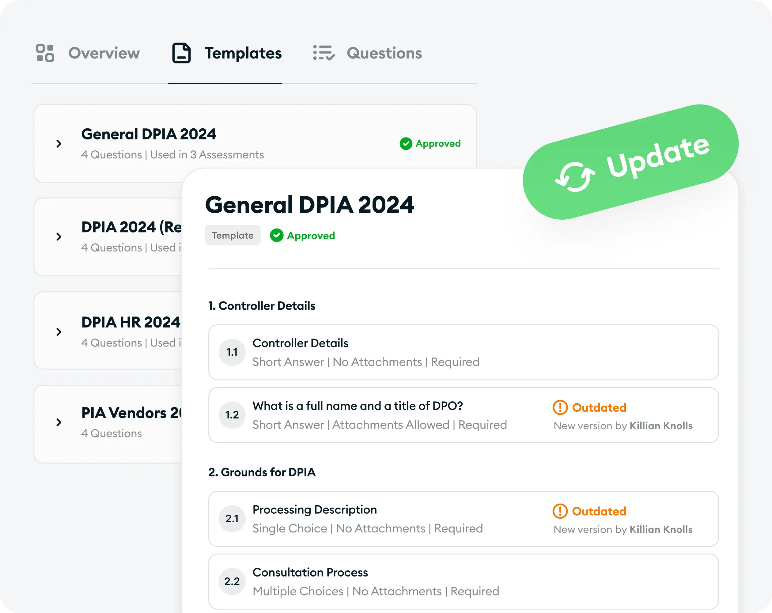 Pre-populated DPIAs, TIAs, PIAs, and AI impact assessments