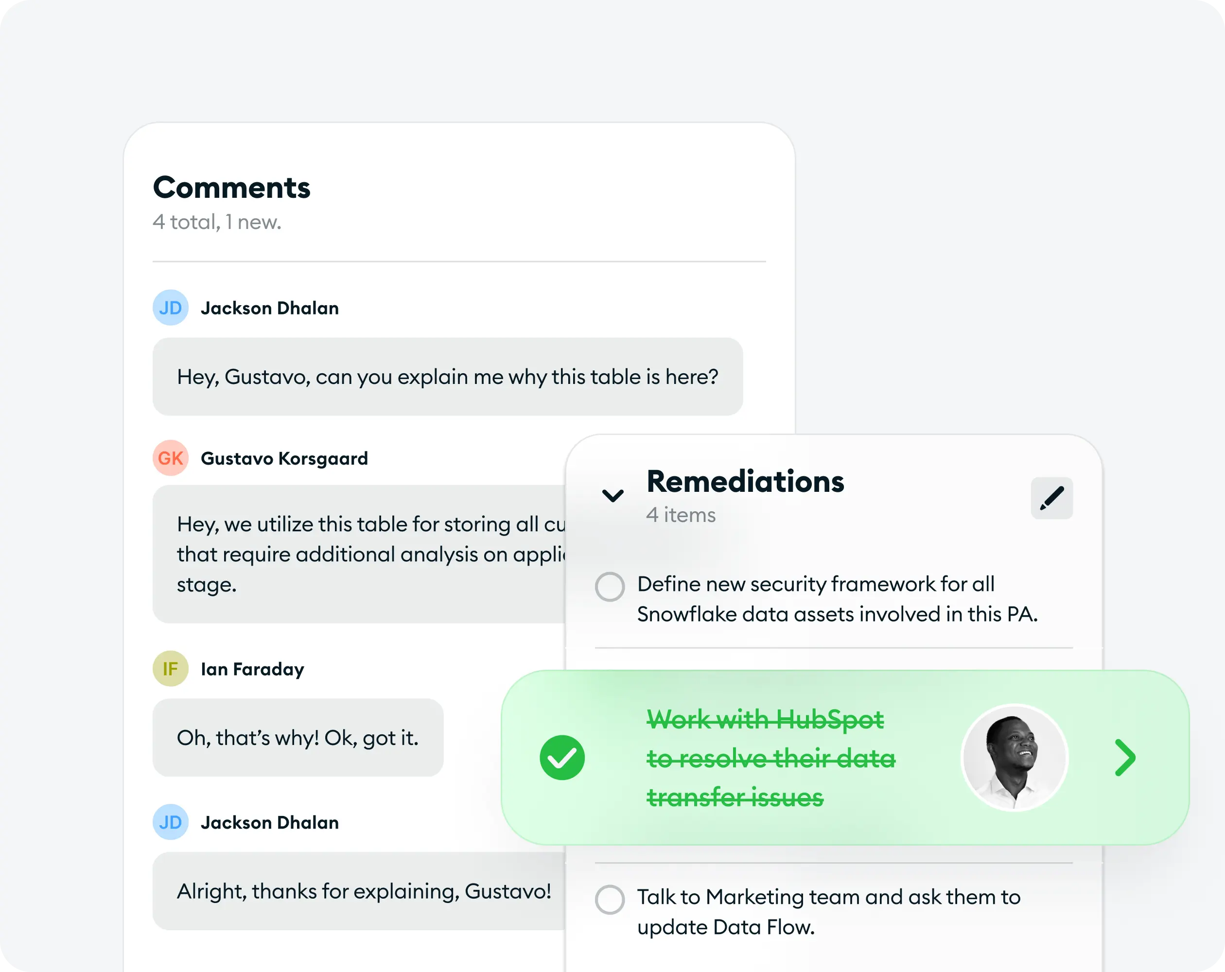 Real-time collaboration on status and remediation