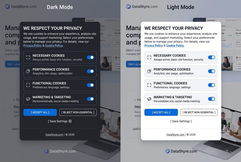 Granular cookie consent banner with category selection